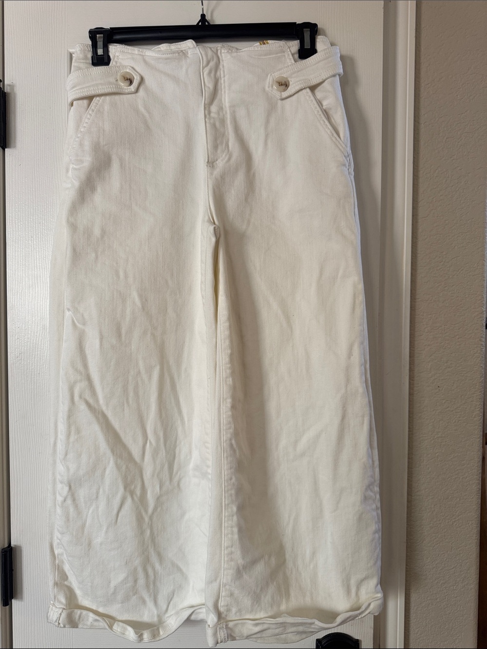 Anthropologie Maeve Cropped Ex High-Rise Wide-Leg Jeans Size 28 White